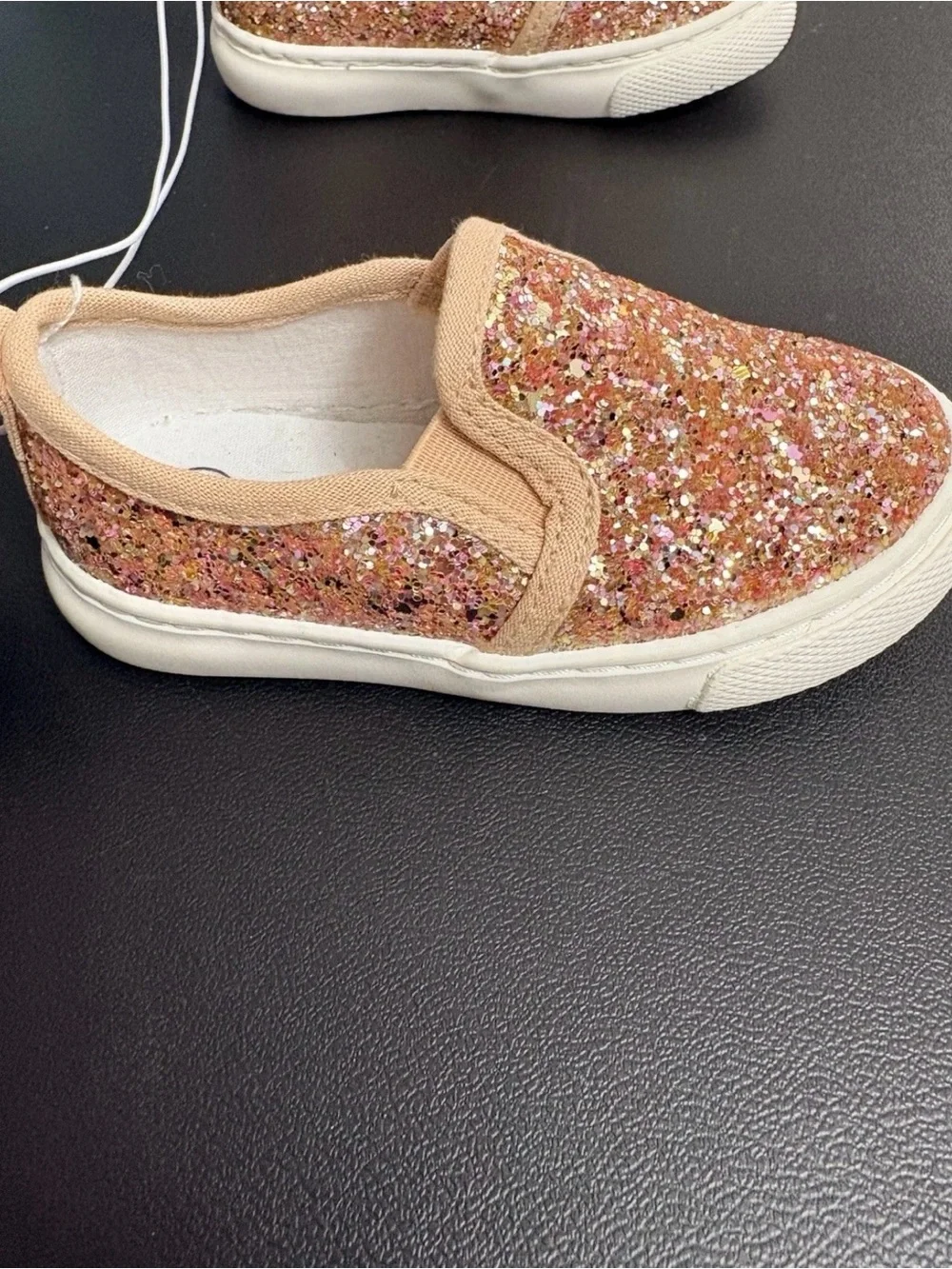Cat & Jack Girls' Glitter Slip-On Sneakers - Rose Gold